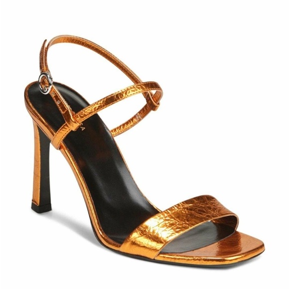 Via Spiga made in Italy Elegant orange Gold Strappy Heels sz 10 nwb - Picture 1 of 6